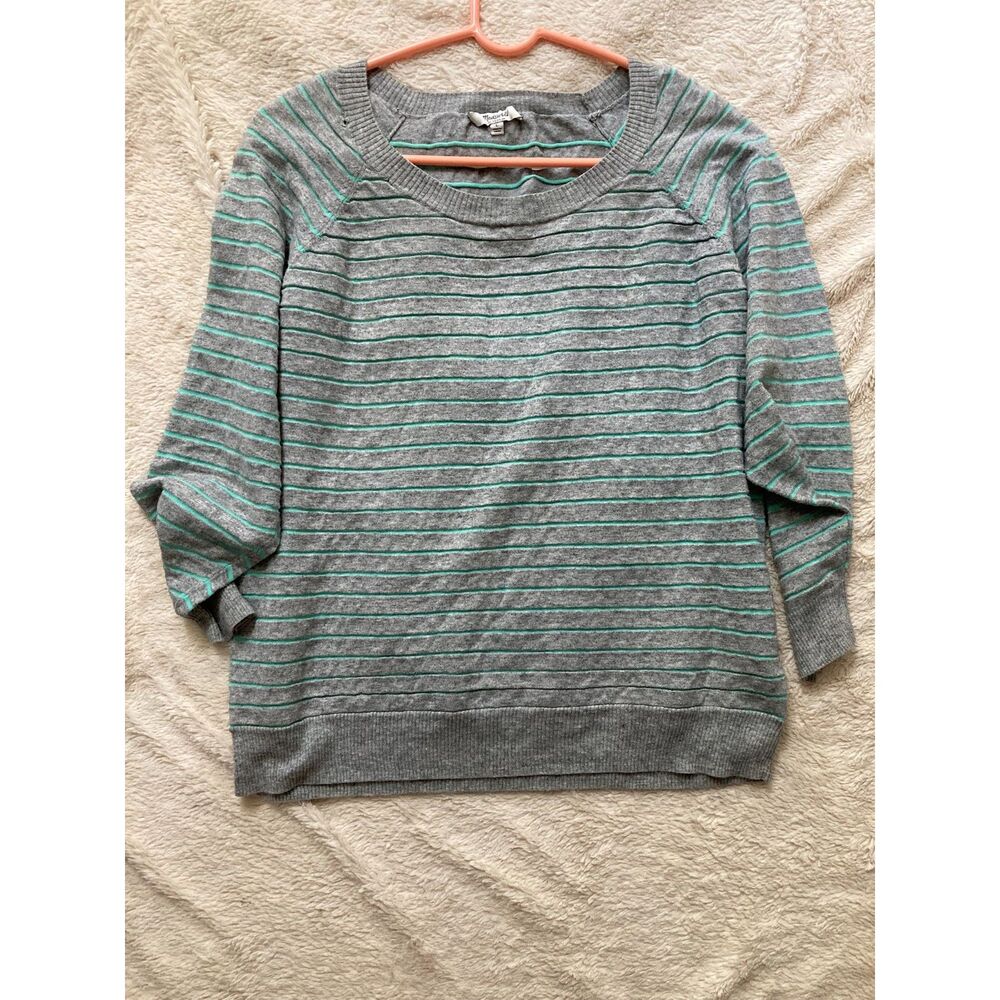 Vintage Madewell Gray Teal Striped Sweater J. Crew Era Archive Large